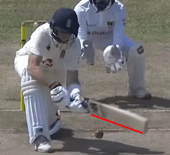 Joe Root and the bottom edge of his bat