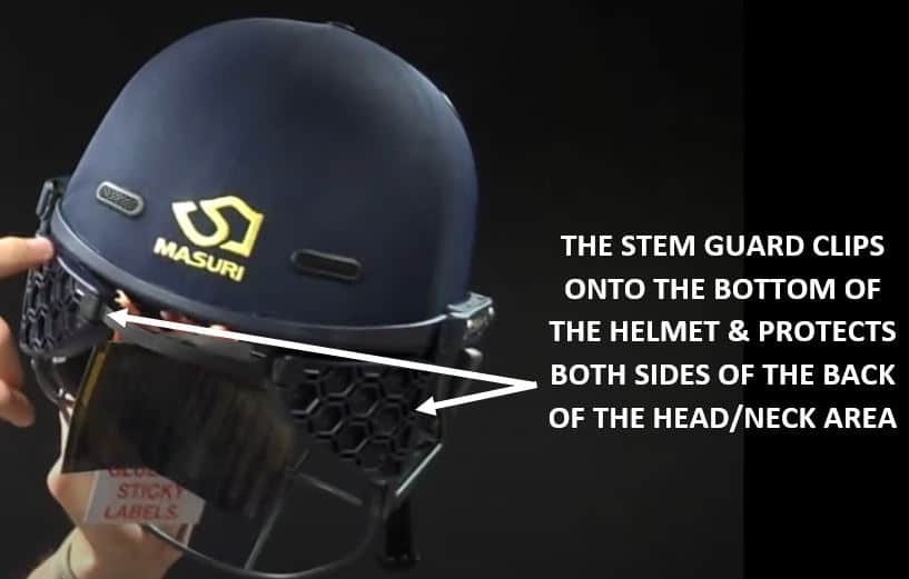 diagram showing what a stem guard looks like on a helmet