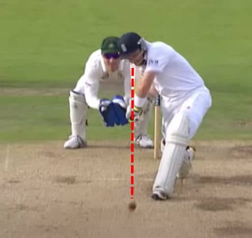 Ian Bell showing how to get your head across to the line of the cricket ball